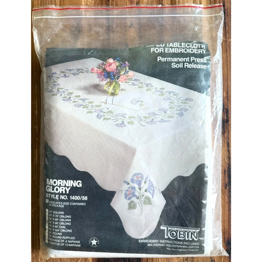 Tobin Stamped Tablecloth Morning Glory 1400/56 Oblong 58
